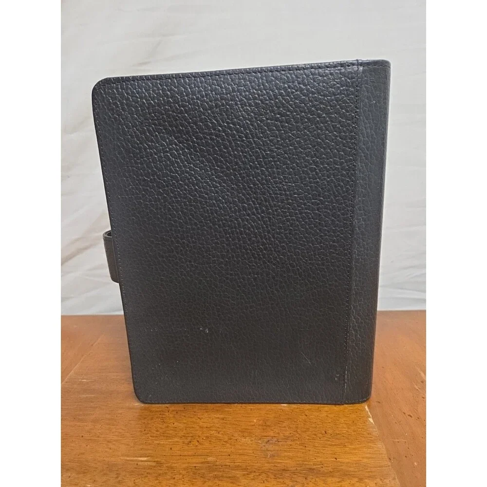 Day-Timer Black Faux Leather 9x7 Personal Planner 7-Ring Binder Organizer Folio